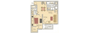 One bedroom one bath floor plan