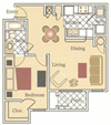 One bedroom one bath floor plan One bedroom one bath floor plan