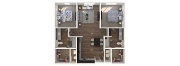 Lofts at Jefferson Station 2 Bedroom 2 Bath Floor Plan