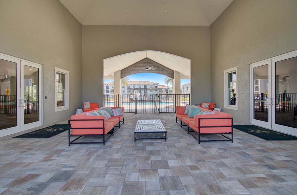 the preserve at gateway living room with couches and a coffee table