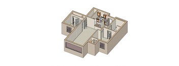 2 Bedroom 1 Bathroom Floor Plan