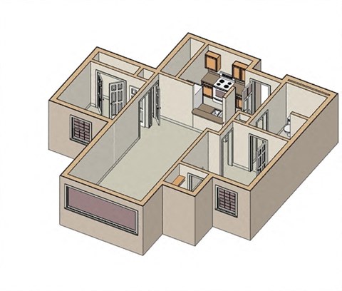 2 Bedroom 1 Bathroom Floor Plan