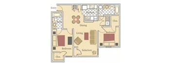 2 Bedroom 2 Bathroom Floorplan