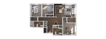 Lofts at Jefferson Station 3 Bedroom 2 Bath Floor Plan