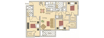 3 Bedroom 2 Bathroom Floorplan