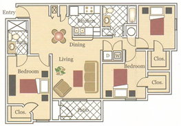 3 Bedroom 2 Bathroom Floorplan