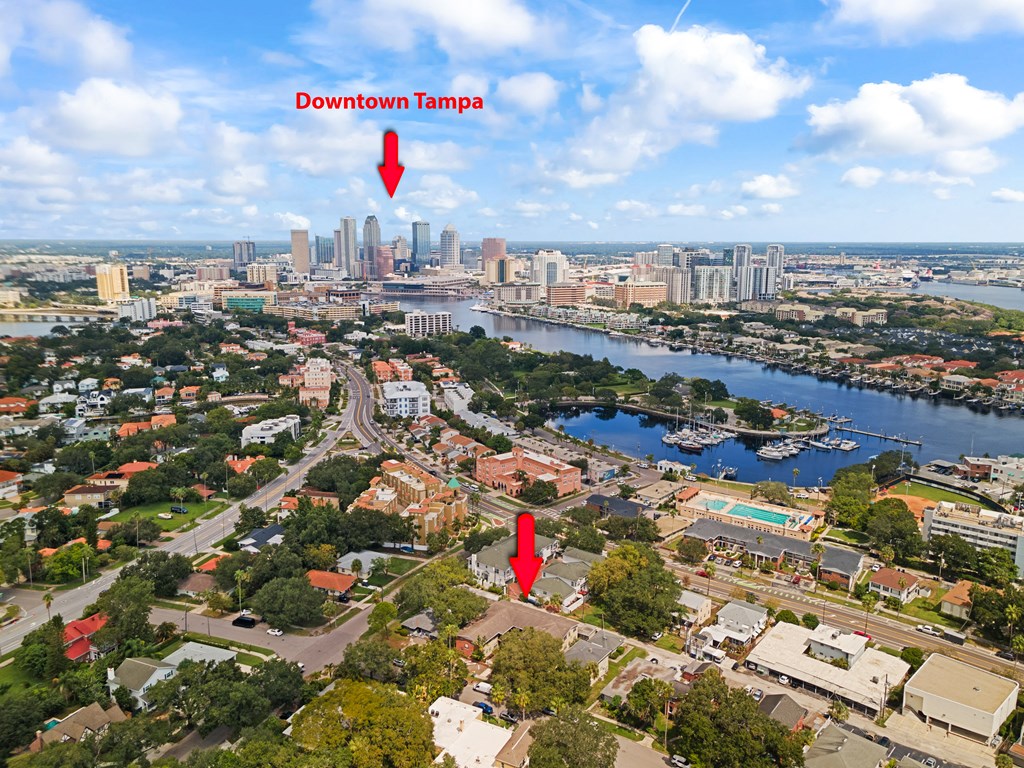an aerial view of downtown tampa