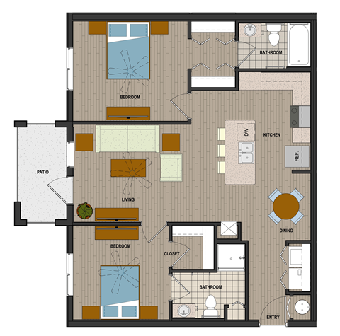 B1-2 Bedroom Floor Plan Image | The Quarry | Key West, FL