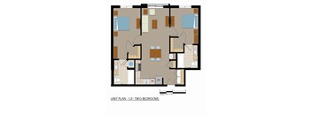 a floor plan of a house with bedrooms and a living room