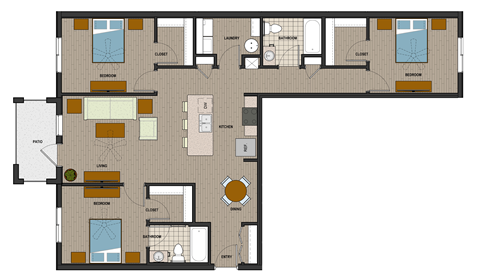 C1-3 Bedroom Floor Plan Image | The Quarry | Key West, FL