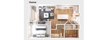 Chestnut Floor plan | 1 Bedroom 1 Bath 738 sq. ft.| Longleaf at St. John's
