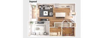 Dogwood Floor plan | 1 Bedroom 1 Bath 862 sq. ft.| Longleaf at St. John's