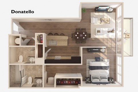Donatello - 1 Bedroom 1.5 Baths