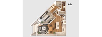 Holly Floor plan | 1 Bedroom 1 Bath 800 sq. ft.| Longleaf at St. John's