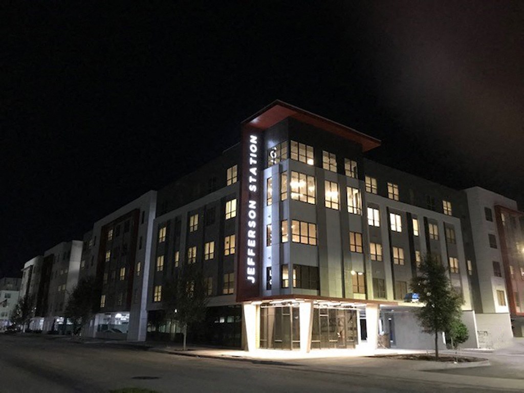 Lofts at Jefferson Station  | Jacksonville FL | Exterior at Night