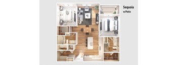 Sequoia Floor plan | 2 Bedroom 2 Bath1,223 sq. ft.| Longleaf at St. John's