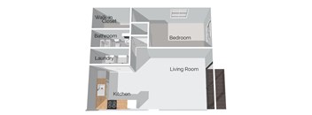 A diagram of a house layout with labeled rooms.