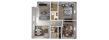 Townsgate Apartments 2 Bedroom Floor Plan