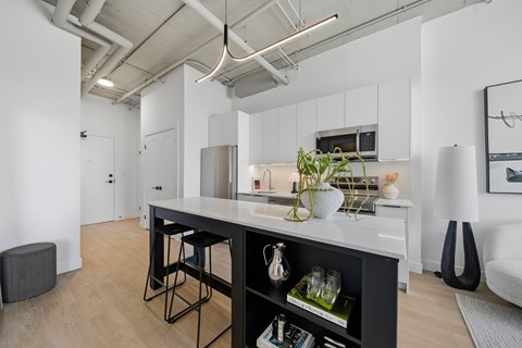 Kitchen with Counter at Richmond Square, London