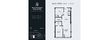 Unit 206 Floorplan at Richmond Square, London, Ontario