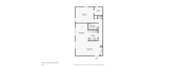 A floor plan of a one bedroom apartment in Farmerslane, Bournemouth, showing the layout of the bedroom, dining room, kitchen and living room.