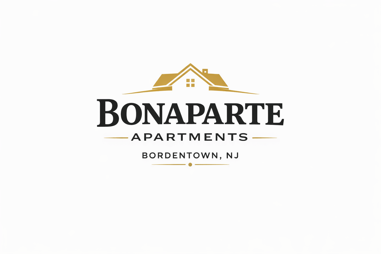 A logo for Bonaparte Apartments in Bordentown, NJ.