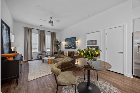 Dining Area With Living Room at Address East End, Raleigh, North Carolina