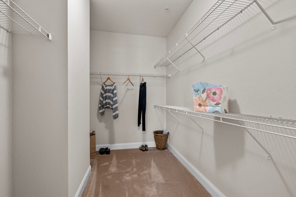 walk in closet at The Arbors at East Village, Clayton, NC, 27527
