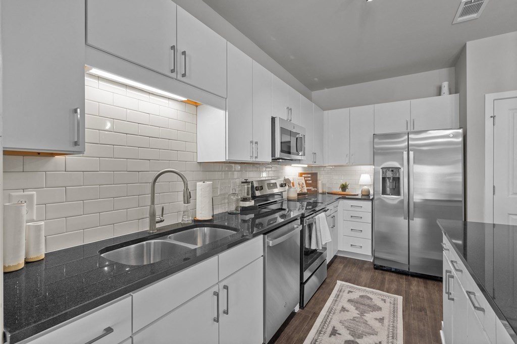 Designer Kitchen with Stainless Steel Appliances at Spinning Mill Lofts, Clayton, 27520