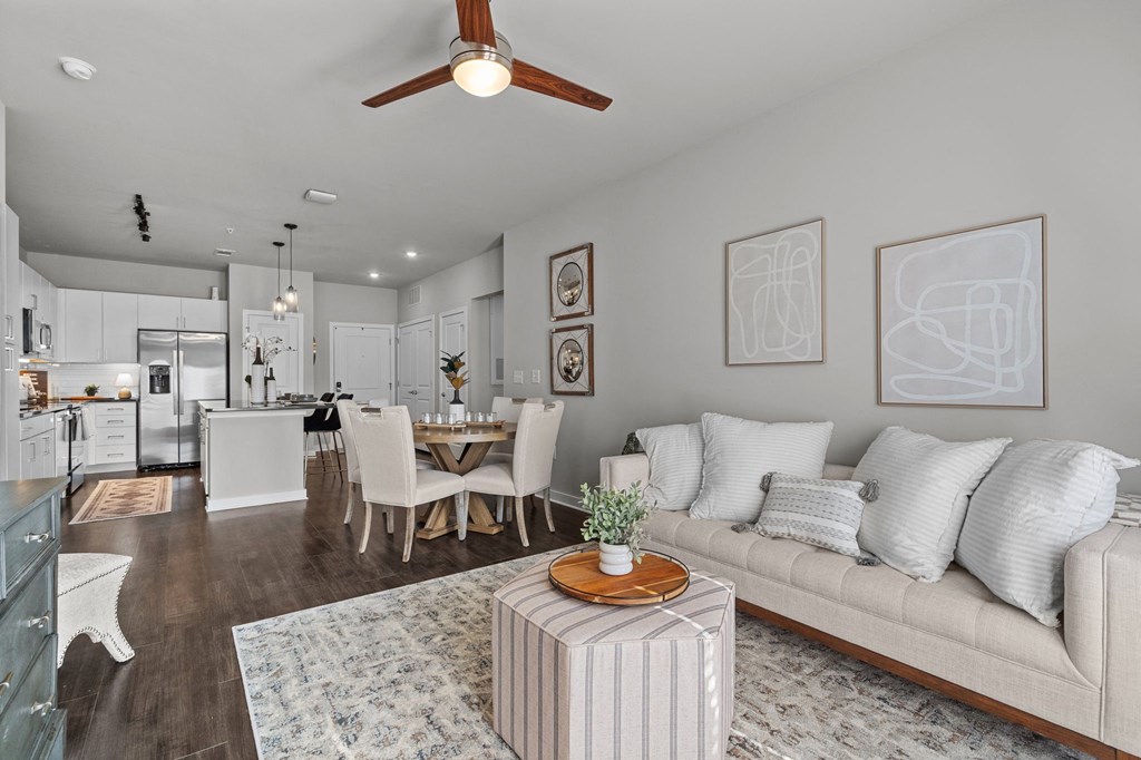 Spacious Living Room at Spinning Mill Lofts, Clayton, NC, 27520