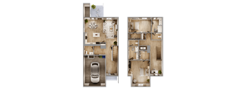 2BR Townhome Floor Plan at Regency Townes in Greenville, NC