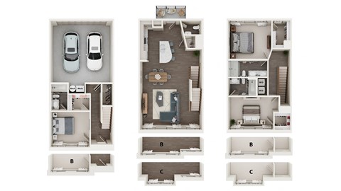 3 Bed Floor Plan at The Address Galleria, Matthews, NC