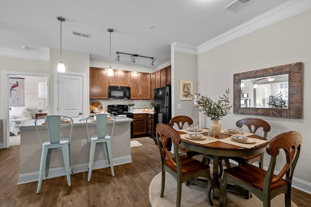 kitchen and dining room at The Arbors at East Village, Clayton, NC, 27527