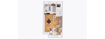 a floor plan of a house with a bathroom and a living room