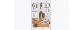 a floor plan of a house with a bedroom and a living room