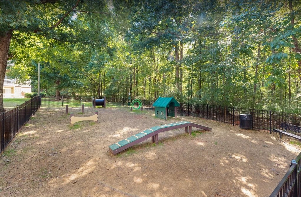 a park with a playground and trees