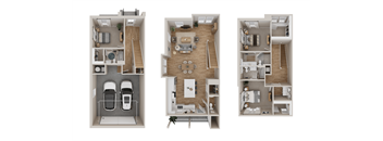 TH1 Floor Plan at Adler Montford Park + Drexel Townes, Charlotte, NC, 28209
