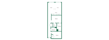 A floor plan of a house with a dining room, living room, kitchen, and three bedrooms.