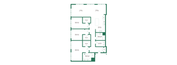 A floor plan of a house with labeled rooms such as Bedroom, Bathroom, Kitchen, Living room, and Dining room.