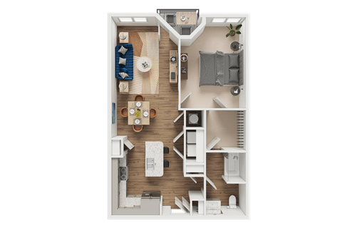 A detailed floor plan of a small apartment layout.
