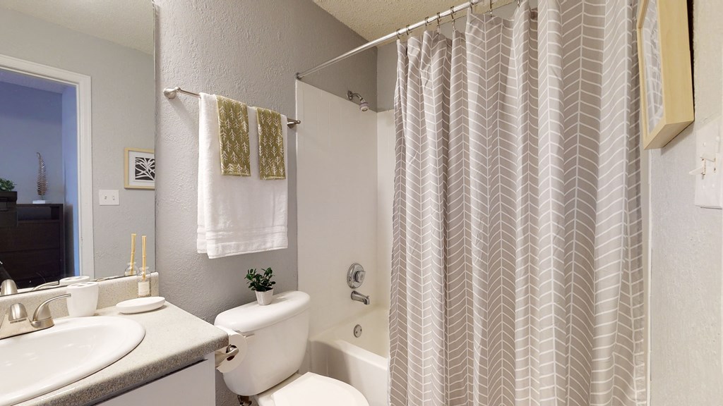 a bathroom with a shower and a sink and a toilet