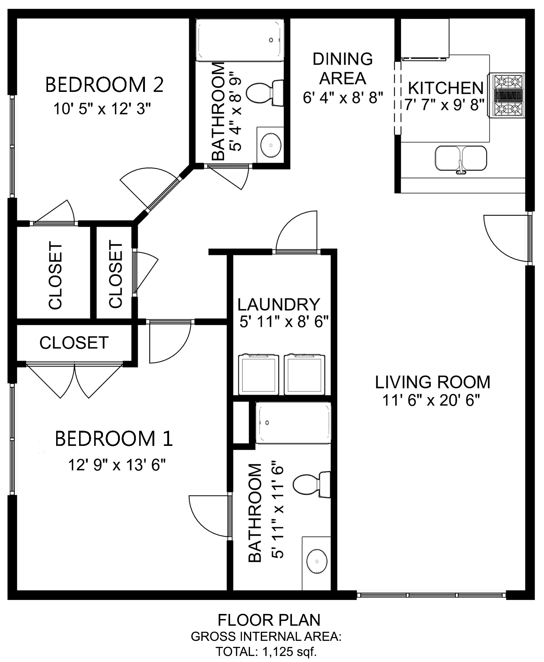 2 Bedroom1 2 Bath (Hall)