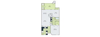 A floor plan of a home with a living room, dining room, kitchen, and bedrooms.