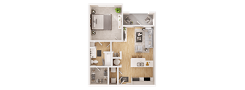a floor plan of a house with a bedroom and a living room