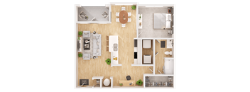 a floor plan of a house with a bedroom and a living room
