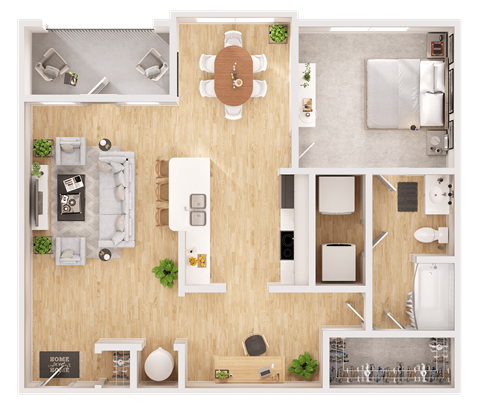 a floor plan of a house with a bedroom and a living room