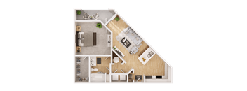a floor plan of a house with a bedroom and a living room