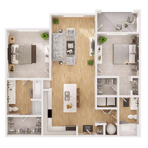 a floor plan of a home with a bedroom and a living room