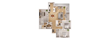 a floor plan of a house with furniture and a fireplace