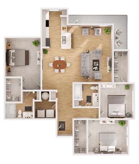 a floor plan of a house with furniture and a fireplace